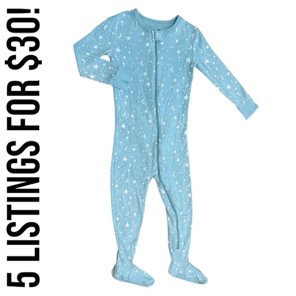 Old Navy Toddler Girl Star Print Zip Footie Pajamas Blue Starry Kids One Piece - Picture 9 of 11